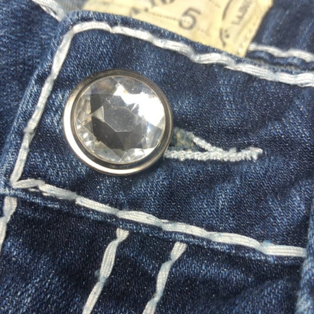 VINTAGE L.A. IDOL DENIM CAPRIS 29x21 CRYSTALS ๐ - Picture 11 of 11